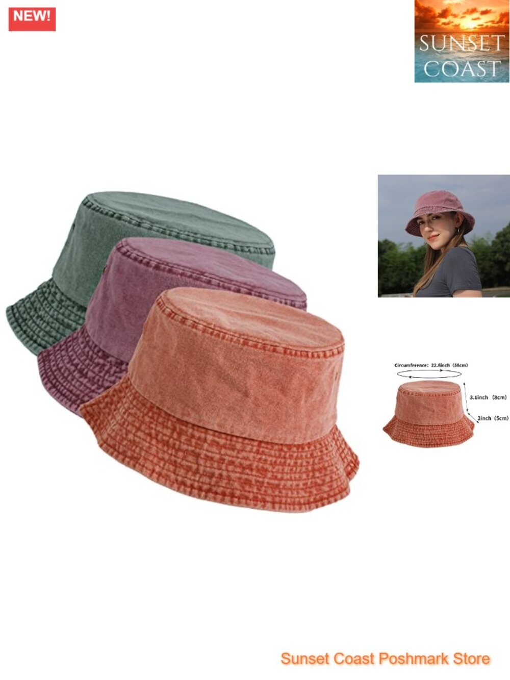 Packable Cotton Bucket Hat Womens Summer Beach Sun Cap